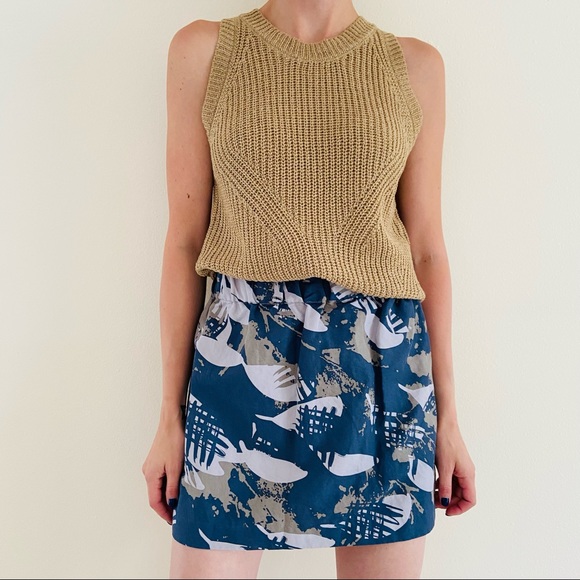 Banana republic abstract print linen blend mini elastic waist skirt - Picture 2 of 7